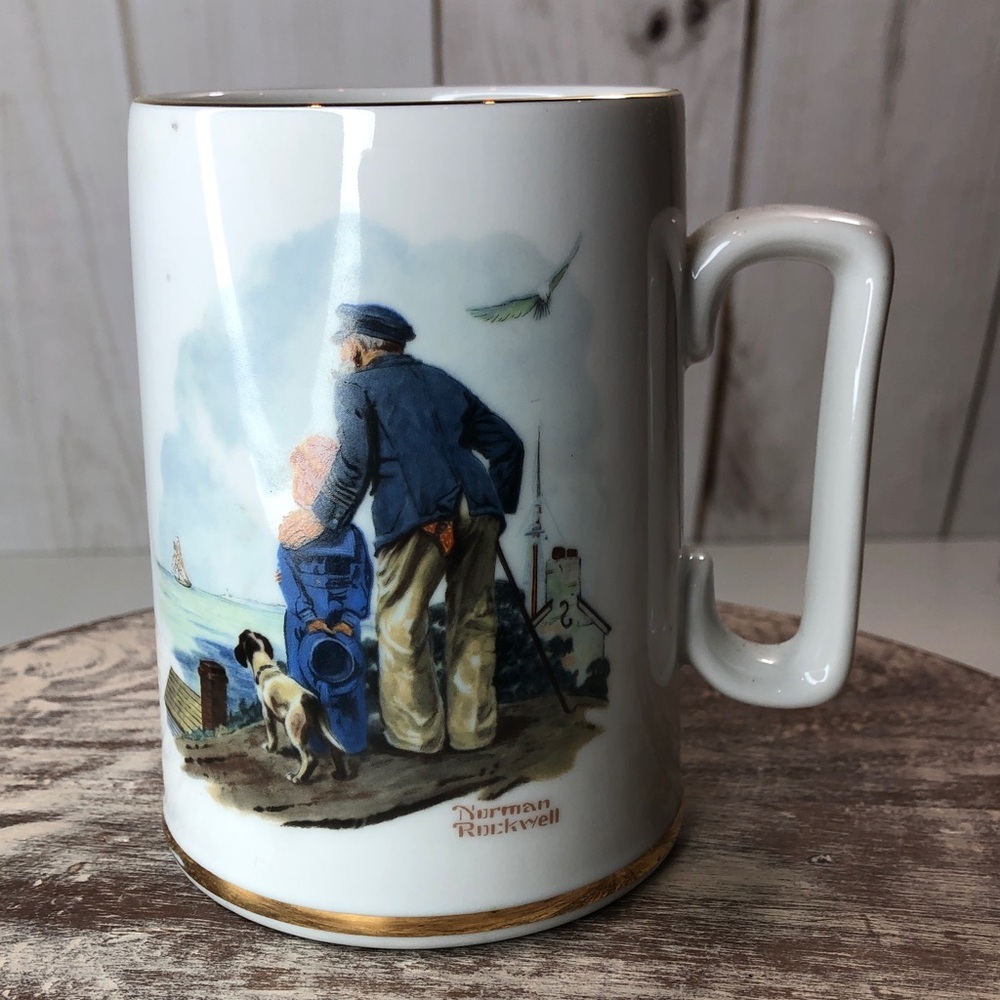 Norman Rockwell Museum 1985 "Looking Out to Sea" porcelain mug.